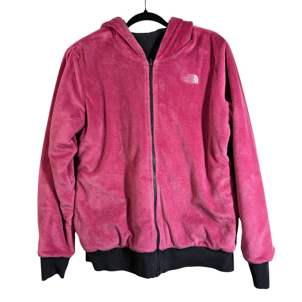 THE NORTH FACE Jacket Large Reversible Fleece Hoodie‎ Embroidered Logo Outdoor